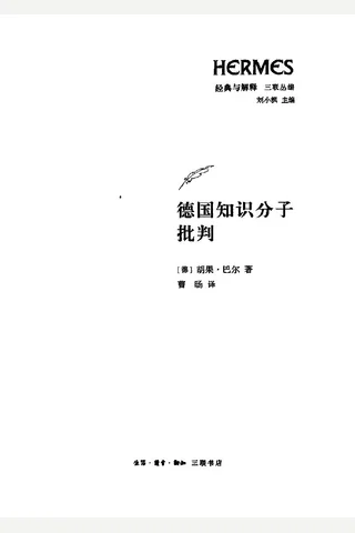 《德国知识分子批判》【豆瓣评分9.0】 封面