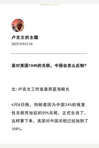 卢克文250409：面对美国104 的关税，中国会怎么反制？ 封面