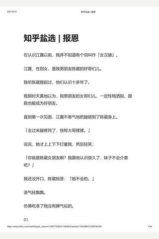 知乎盐选 报恩 封面