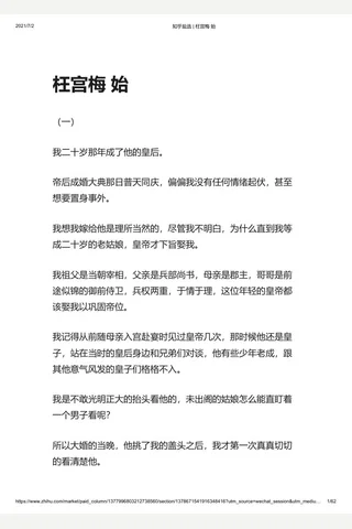知乎盐选 枉宫梅 始 封面
