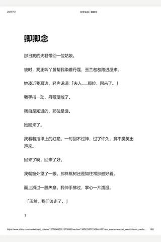 知乎盐选 卿卿念 封面