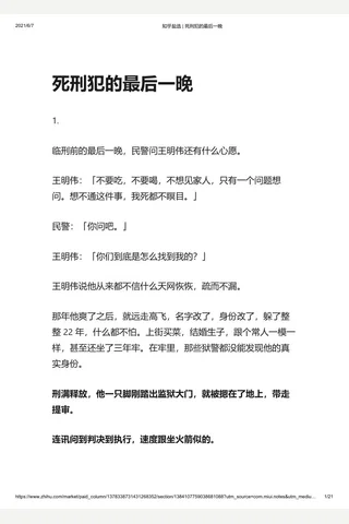 知乎盐选 死刑犯的最后一晚 封面