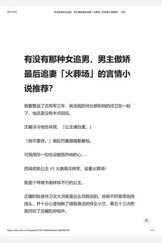 有没有那种追，主傲娇最后追妻「火葬场」的言情小说推荐？ - 知乎 封面