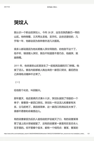 知乎盐选 哭坟人 封面