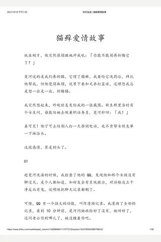 知乎盐选 猫藓爱情故事 封面
