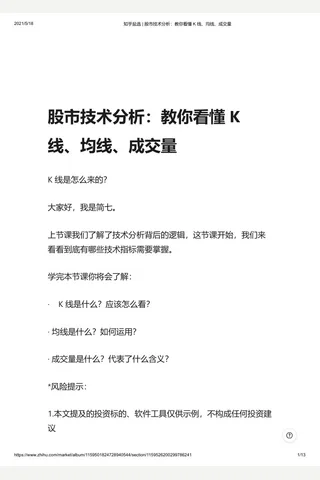 知乎盐选 股市技术分析：教你看懂 K 线、均线、成交量 封面