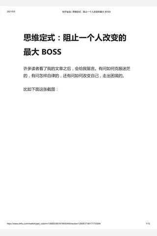 知乎盐选 思维定式：阻止一个人改变的最大 BOSS 封面