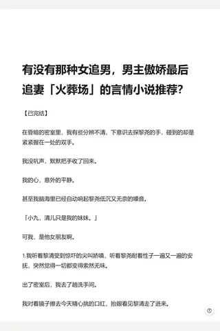 有没有那种女追男，男主傲娇最后追妻「火葬场」的言情小说推荐？ - 知乎 封面
