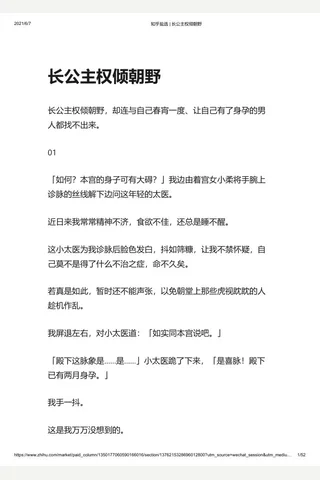 知乎盐选 长公主权倾朝野 封面