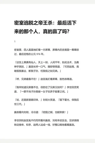 知乎盐选 密室逃脱之帝王杀：最后活下来的那个人，真的赢了吗？ 封面