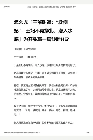 怎么以「王爷叫道：“救侧妃”，王妃不再挣扎，潜入水底」为开头写一篇沙雕HE - 知乎 封面