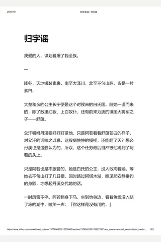 知乎盐选 归字谣 封面