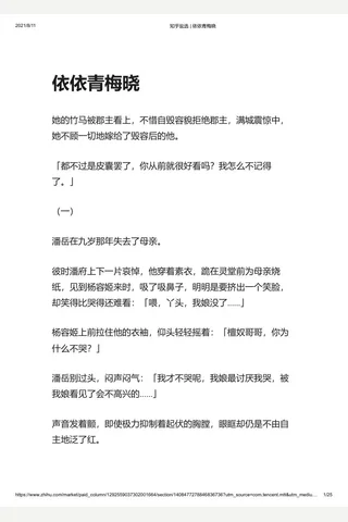 知乎盐选 依依青梅晓 封面
