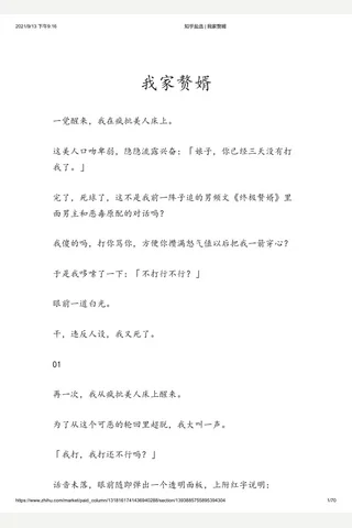 知乎盐选 我家赘婿 封面