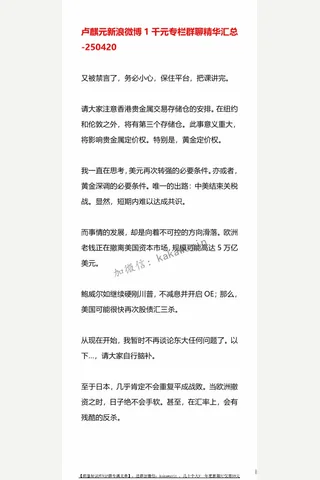 卢麒元新浪微博1千元专栏群聊精华汇总-250420 封面