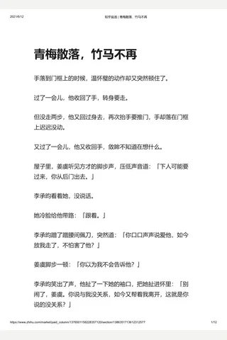 知乎盐选 青梅散落，竹马不再 封面