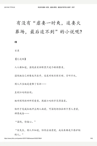 有没有“虐妻一时爽，追妻火葬场，最后追不到”的小说呢 - 知乎 封面