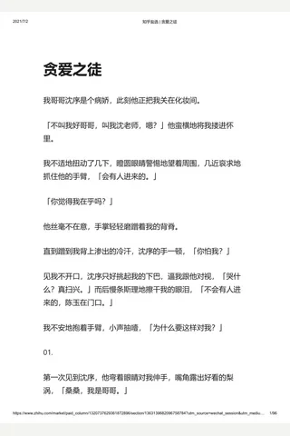 知乎盐选 贪爱之徒 封面