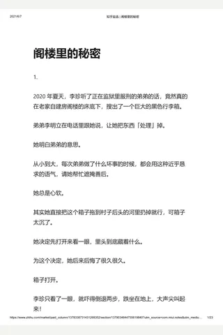 知乎盐选 阁楼里的秘密 封面