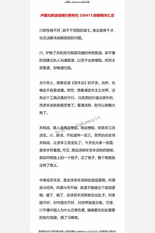 卢麒元新浪微博付费专栏250413群聊精华汇总 封面