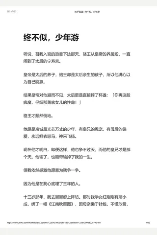 知乎盐选 终不似，少年游 封面