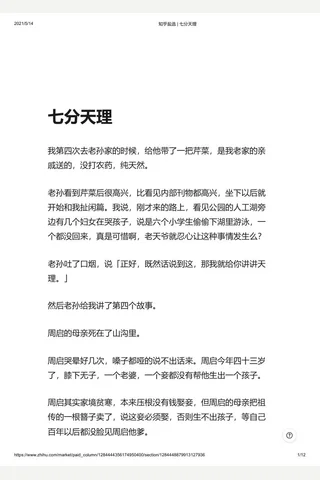 知乎盐选 七分天理 封面